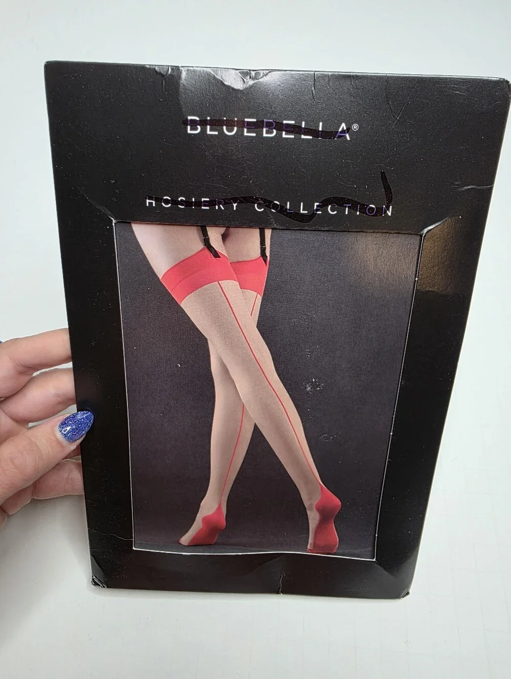 Bluebella Back Seam Lace Top Stockings Red New